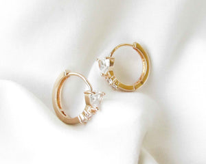 ARGOLLAS CORAZON CIRCON ENCHAPADAS EN ORO