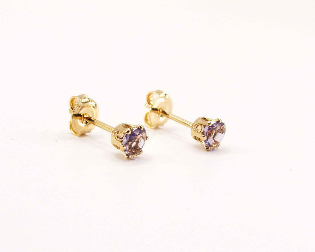 AROS CORAZON AMATISTA ENCHAPADO EN ORO